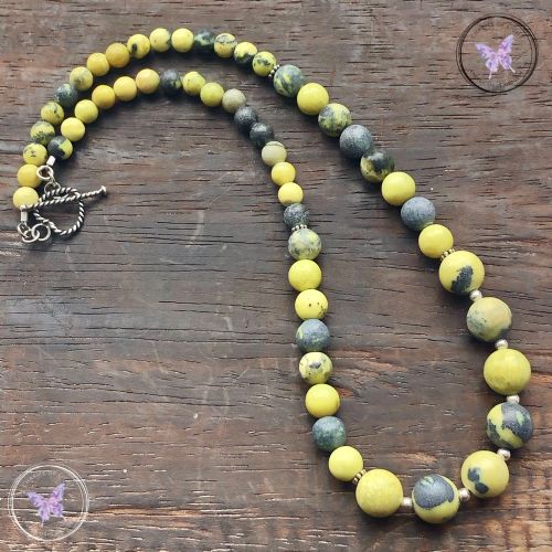 Yellow Turquoise Healing Necklace with Silver Toggle Clasp